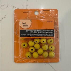 Bead landing craft beads, wooden emoticon face 23 piece yellow